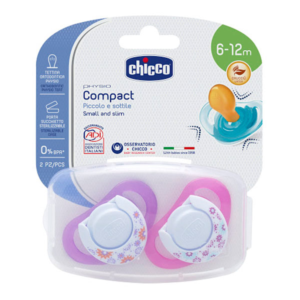 Пустышка сил. Chicco Physio Comfort 6-12 мес для девочек 2 шт