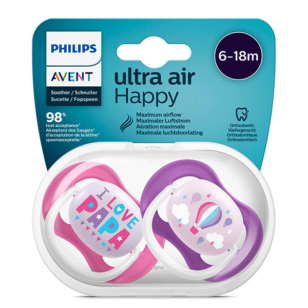 Пустышка Philips Avent Ultra Air Happy PAPA balloon 2шт. 6-18мес. SCF080/04