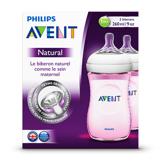 Набор бутылочек Philips Avent Natural 260 мл 1+ мес 2 шт