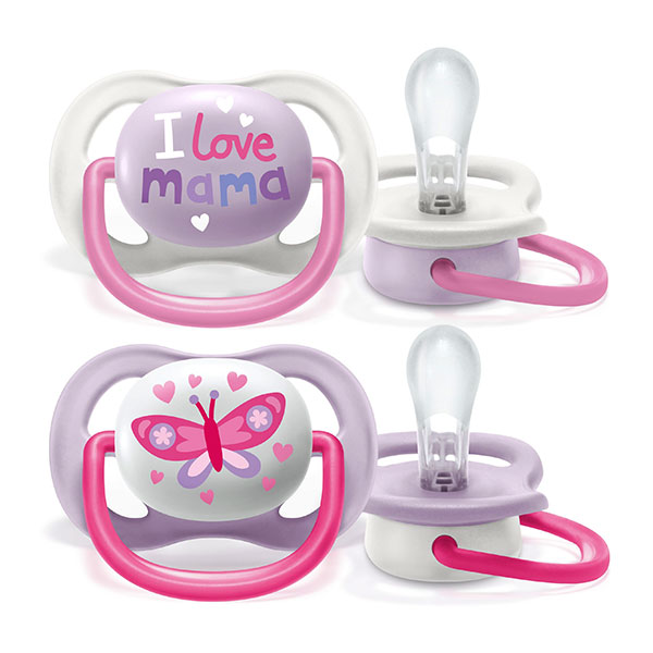 Пустышка Philips Avent Ultra Air Happy I love mama 2шт. 0-6мес. SCF080/02