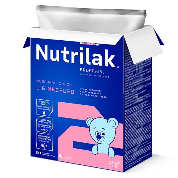 Молочная смесь Nutrilak Premium 2 600г c 6+ месяцев