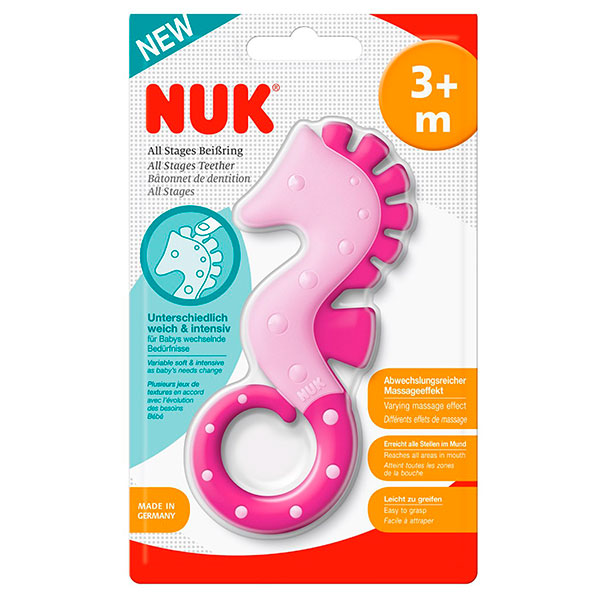 NUK Прорезыватель пластиковый sea horse 3+ мес