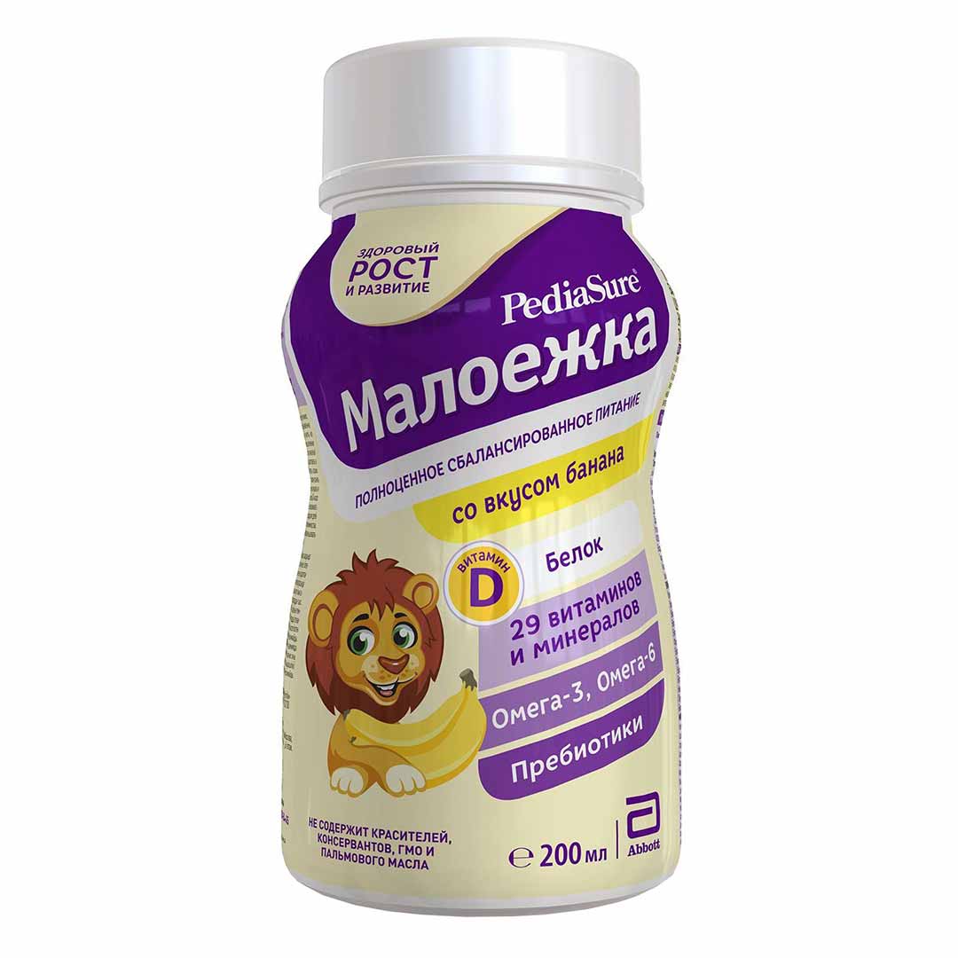 Сбалансированное Питание PediaSure Малоежка банан 200 мл 12+ мес