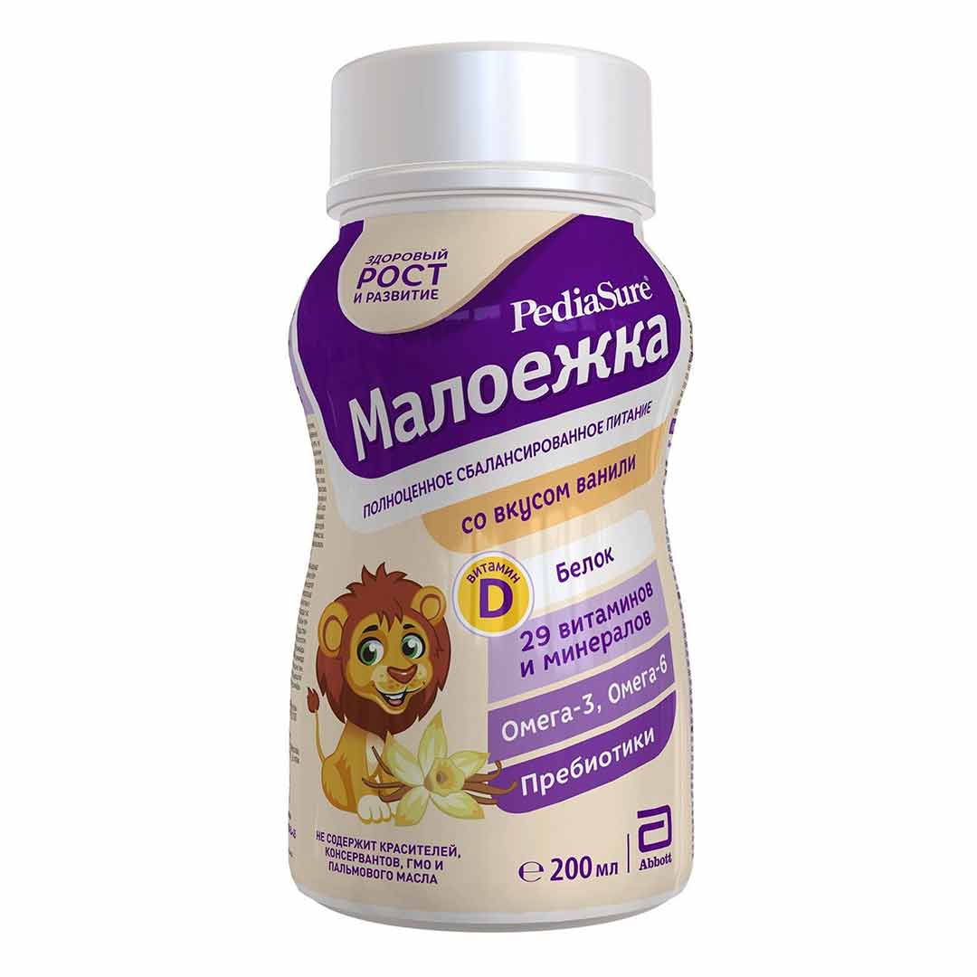 Сбалансированное Питание PediaSure Малоежка ваниль 200 мл 12+ мес