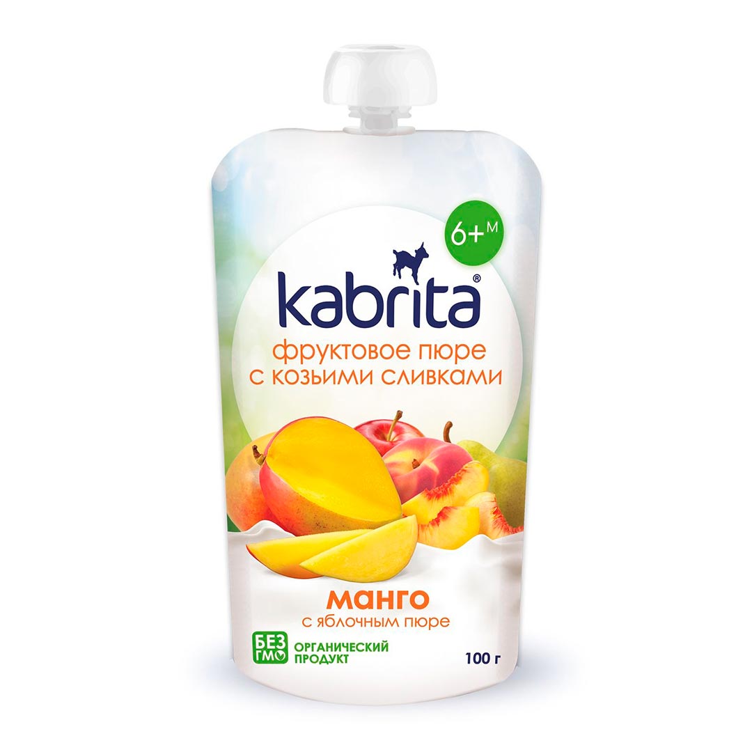 Пюре Kabrita манго-яблоки с козьими сливками 100 гр 6+ мес