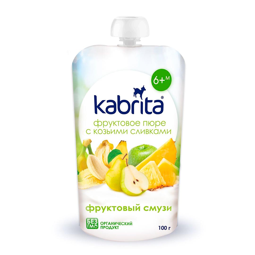 Пюре Kabrita c козьими сливками фруктовый смузи 100 гр 6+ мес