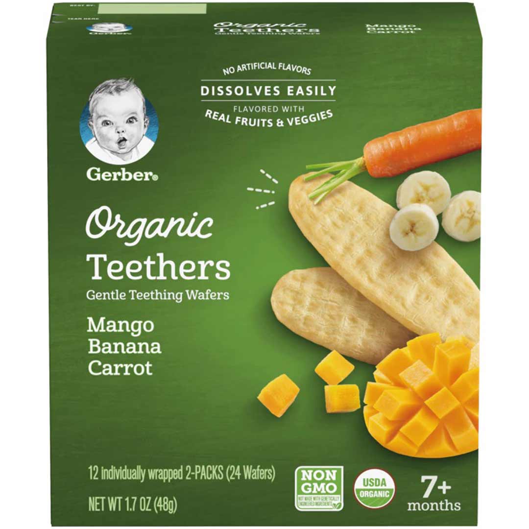 Вафли Gerber Teethers для мягкого прорезывания манго банан морковь 7+ мес 48 гр