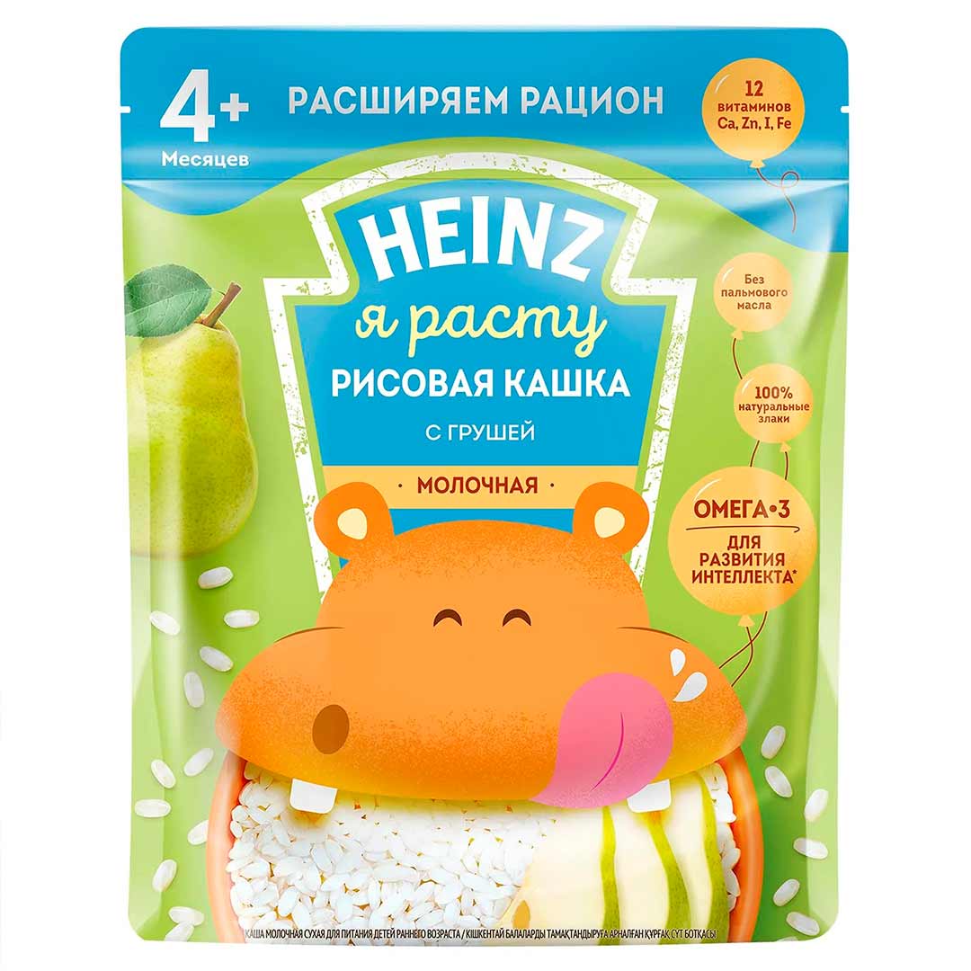 Каша Heinz молочная рисовая с грушей 200 гр с 4+ мес