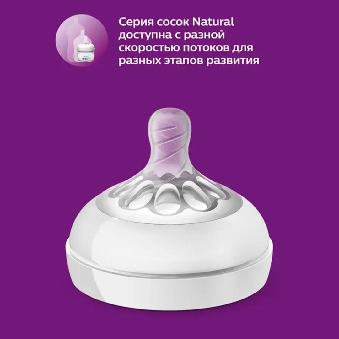 Philips Avent Пластиковая бутылочка Natural Фламинго 260 мл 1+ мес SCF070/21