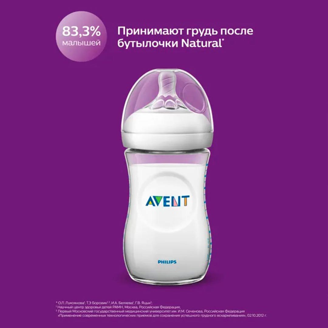 Philips Avent Пластиковая бутылочка Natural Фламинго 260 мл 1+ мес SCF070/21