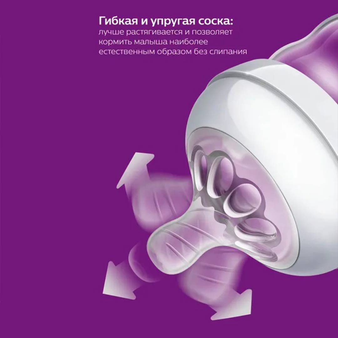 Philips Avent Пластиковая бутылочка Natural Фламинго 260 мл 1+ мес SCF070/21