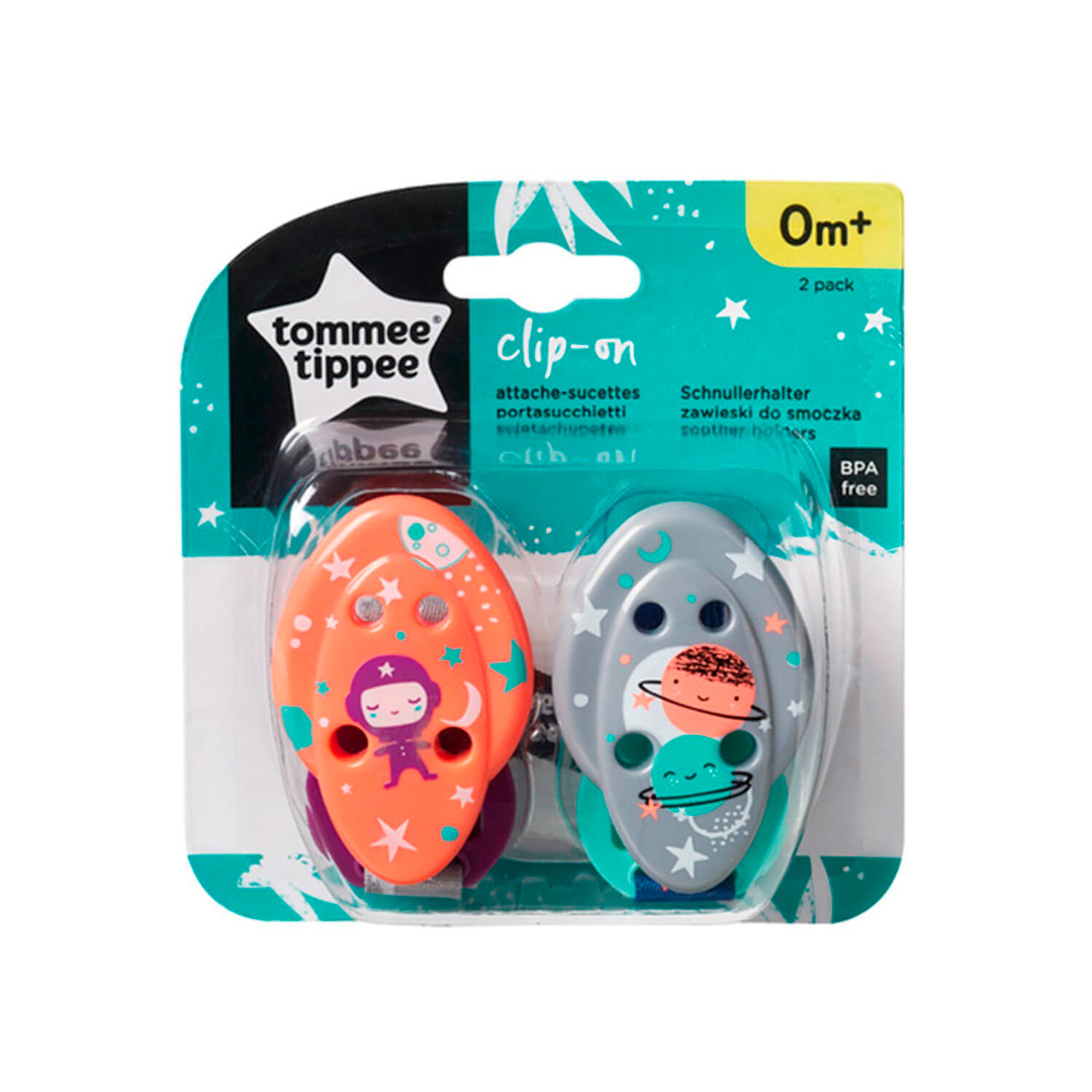 Держатель для пустышек Tommee Tippee clip-on 0+мес. космос 2шт.