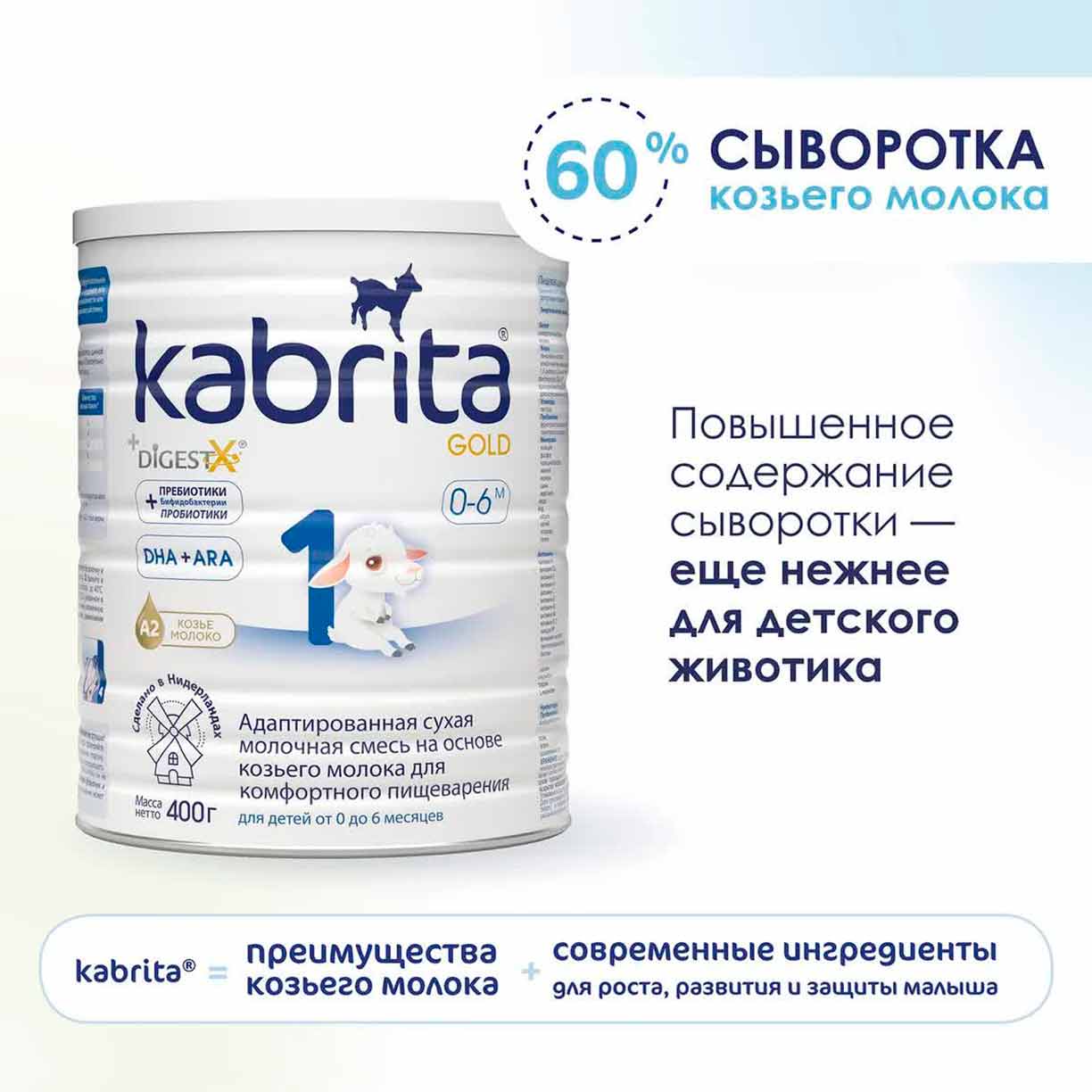 Смесь Kabrita 1 GOLD на основе козьего молока 400 гр. 0-6 мес.