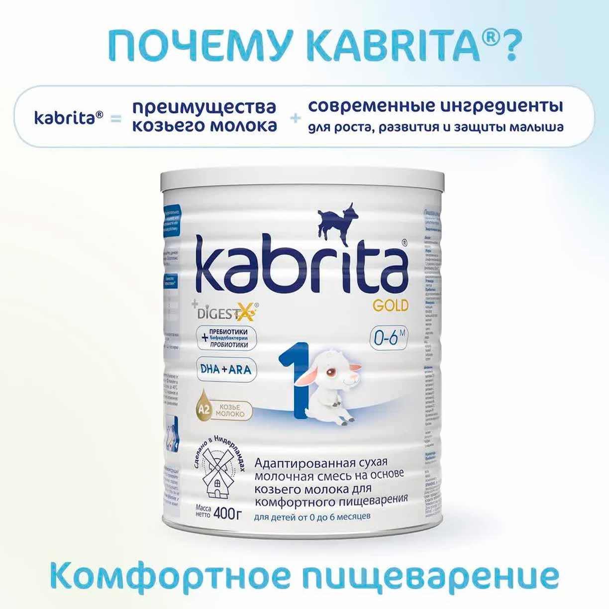 Смесь Kabrita 1 GOLD на основе козьего молока 400 гр. 0-6 мес.