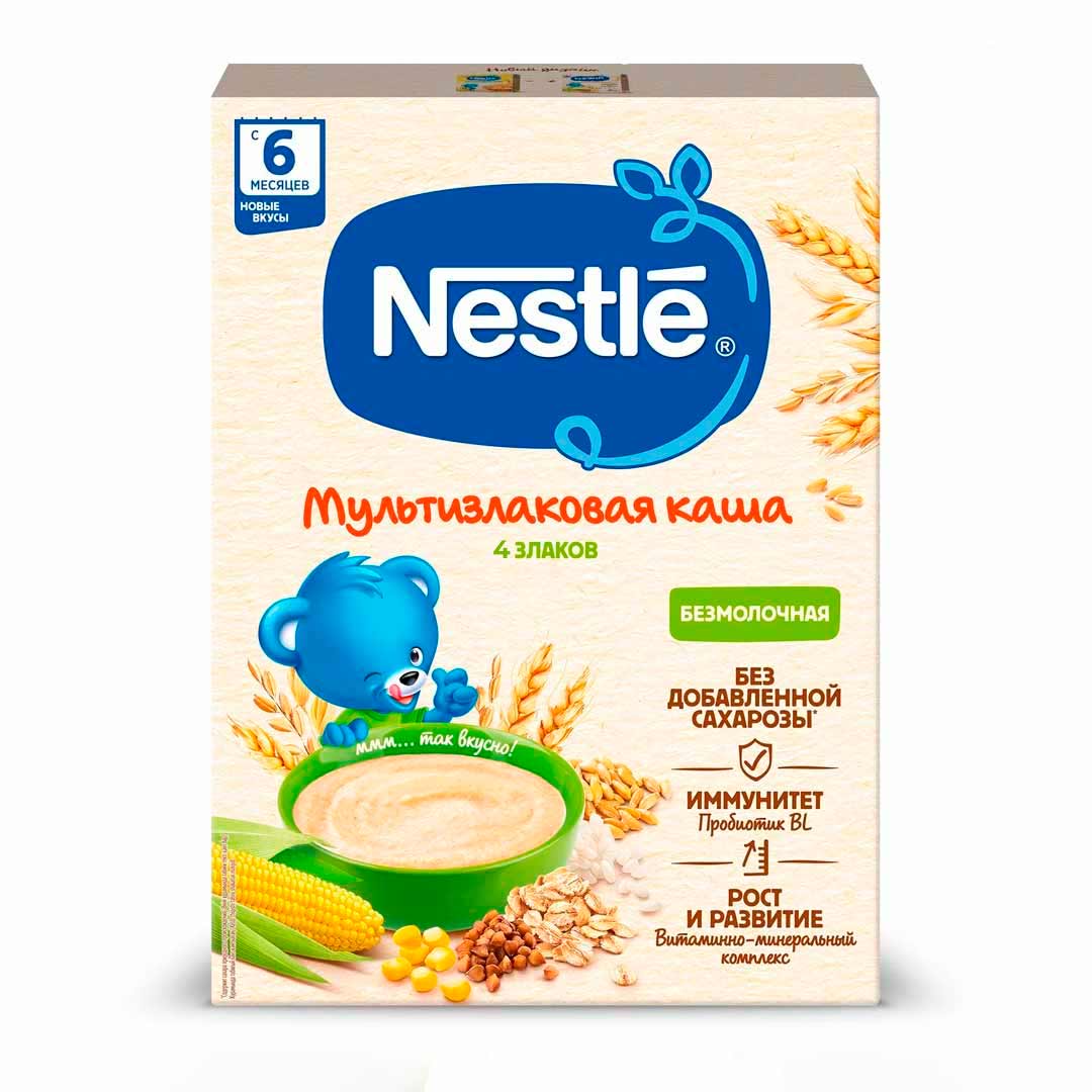 Каша Nestle 4 злака безмолочная 200 гр с 6+ мес