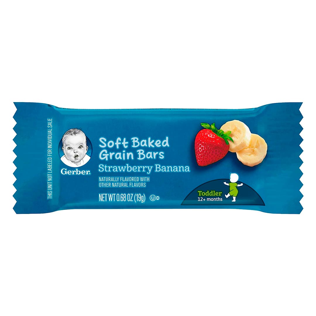 Батончик Gerber Soft Baked Grain Bars банан клубника 7+ мес