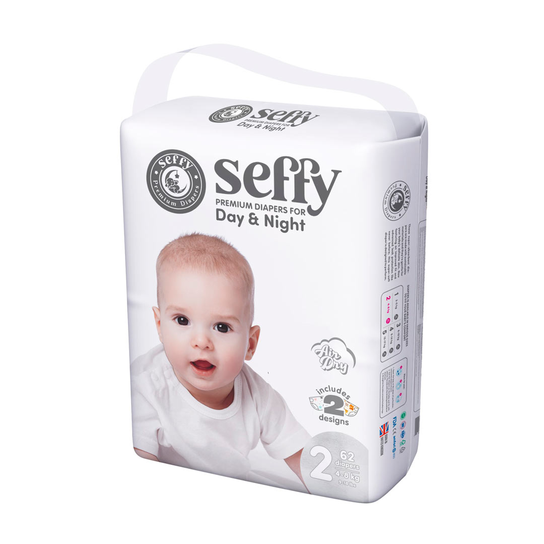 Подгузники Seffy 2 4-8 кг 62 шт