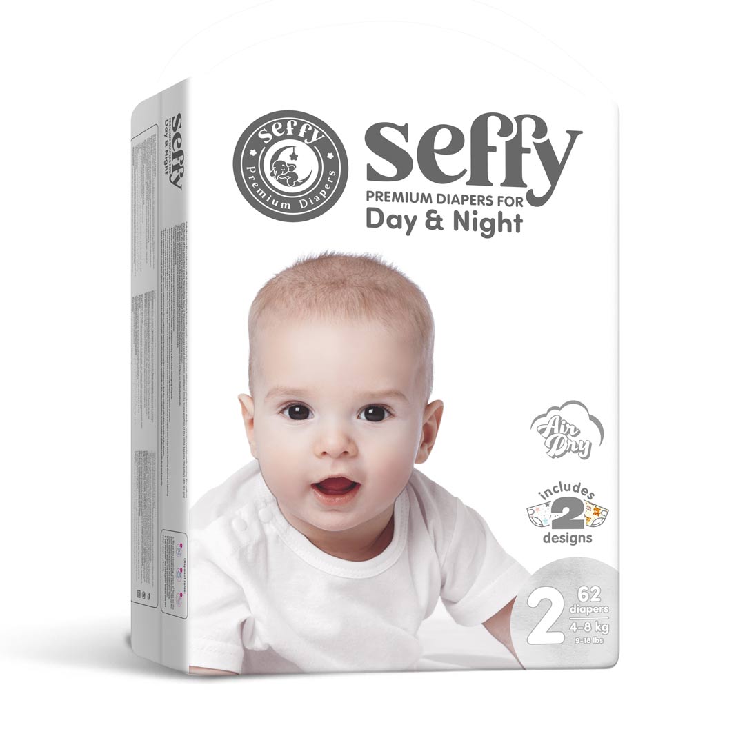 Подгузники Seffy 2 4-8 кг 62 шт