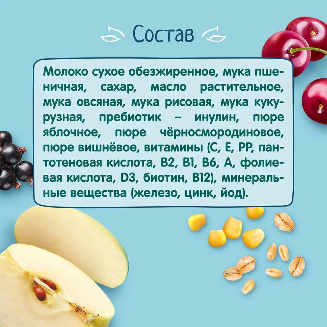 Каша мультизлаковая ФрутоНяня молочная с яблоком и черной смородиной 200 гр с 6+ мес