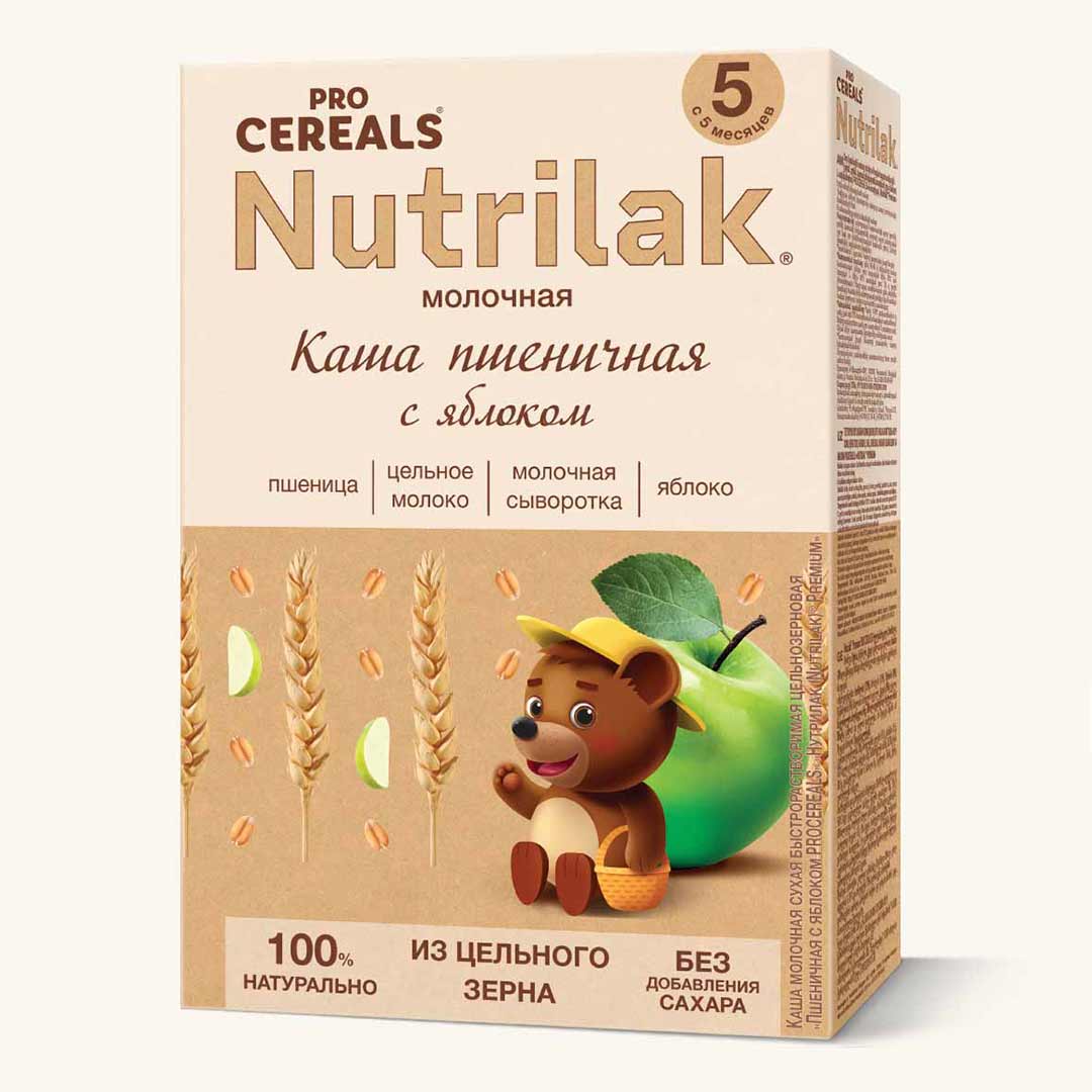 Каша молочная Nutrilak ProCereals пшеничная с яблоком 200 гр с 5+ мес