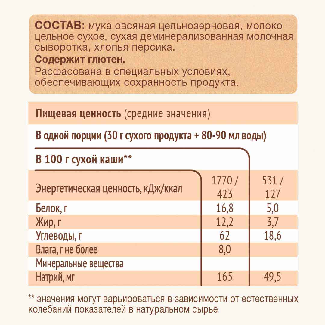 Каша молочная Nutrilak ProCereals овсяная с персиком 200 гр с 5+ мес