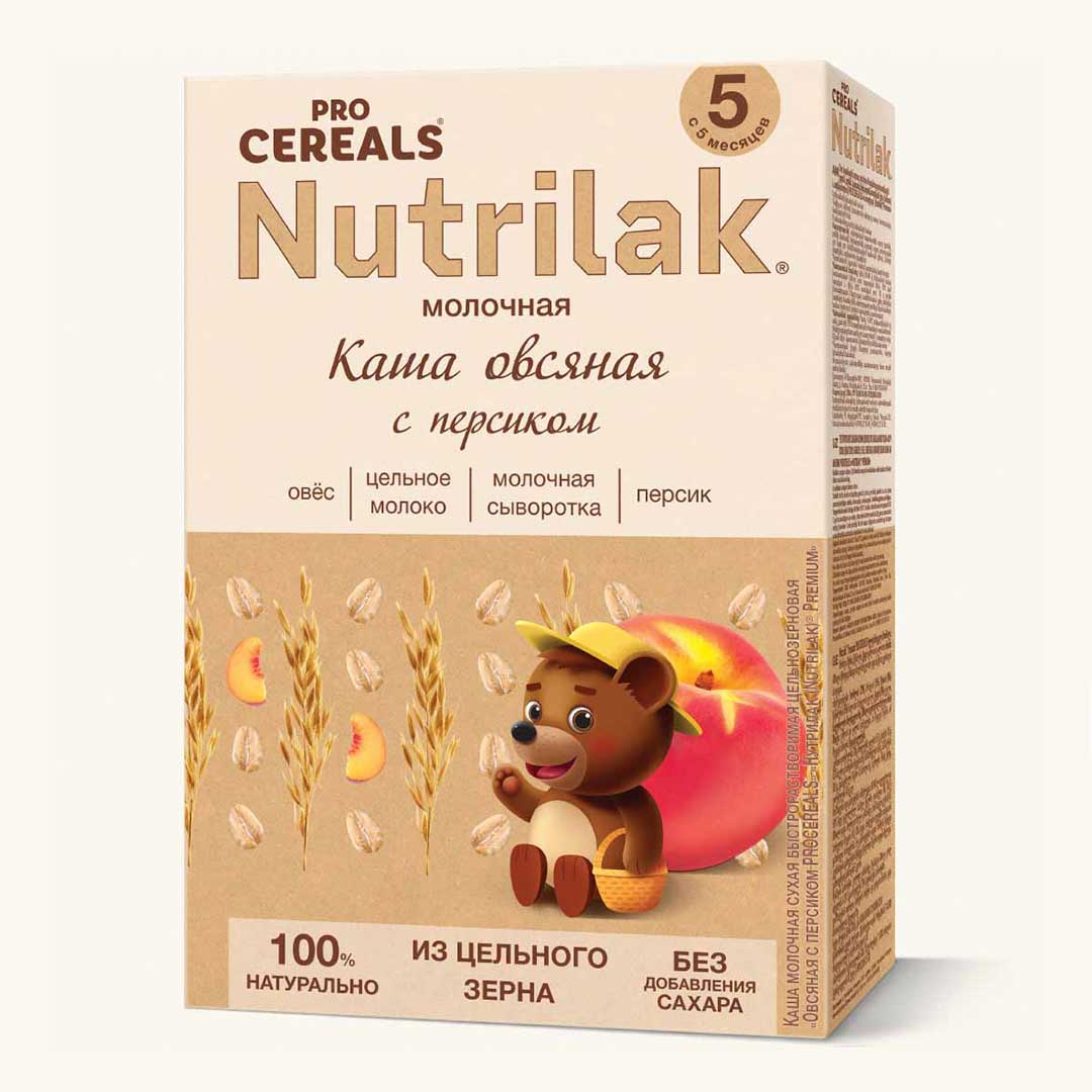 Каша молочная Nutrilak ProCereals овсяная с персиком 200 гр с 5+ мес