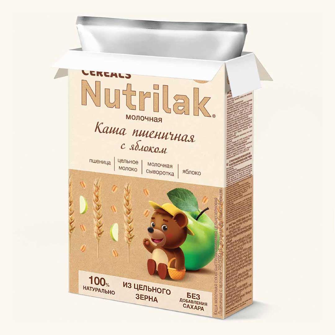 Каша молочная Nutrilak ProCereals пшеничная с яблоком 200 гр с 5+ мес