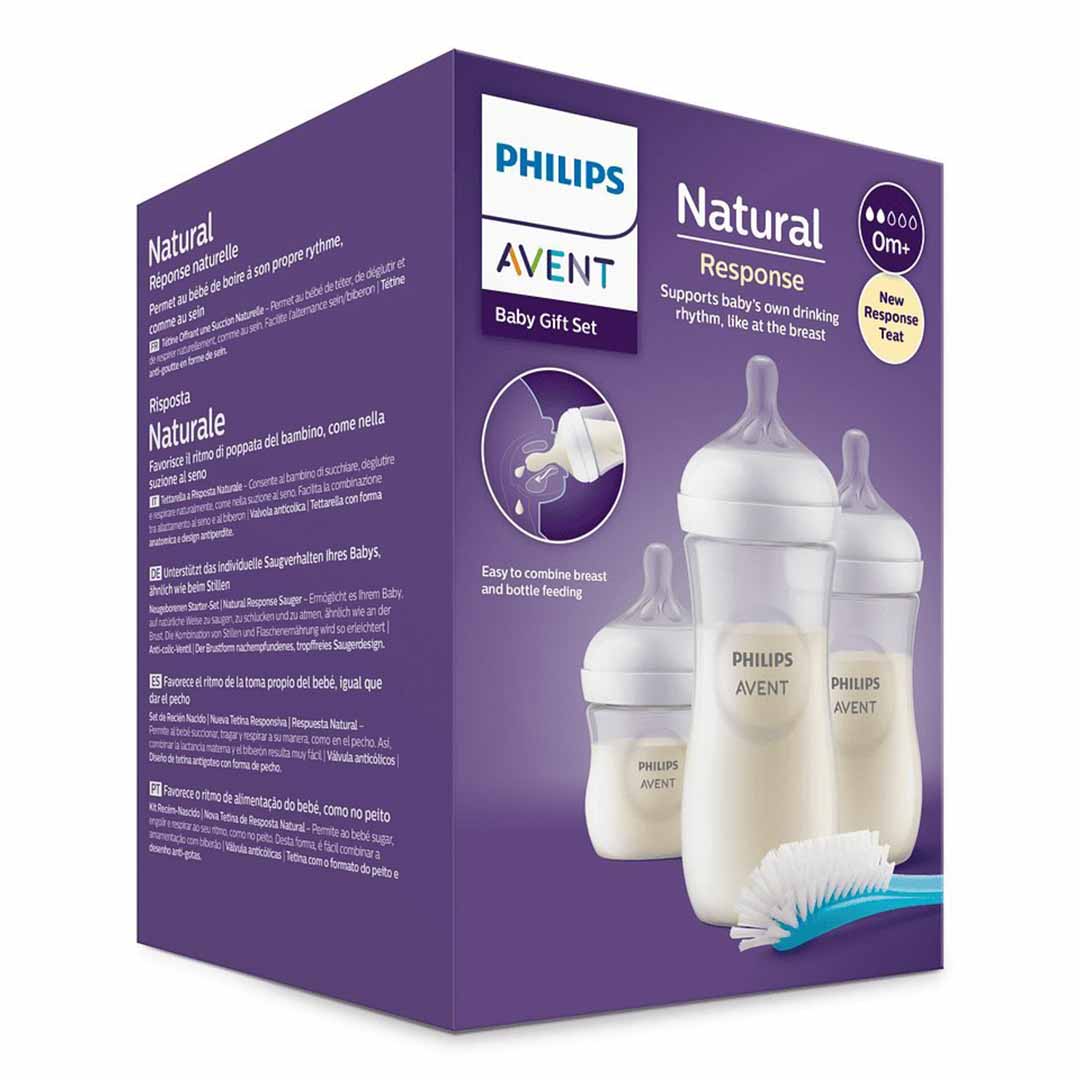 Набор пластиковых бутылочек Philips Avent Natural Response 0+ мес. (+щётка и пустышка) SCD838/11