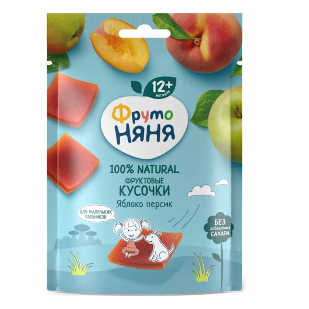 Фруктовые кусочки ФрутоНяня яблоко персик 10 шт 12+ мес