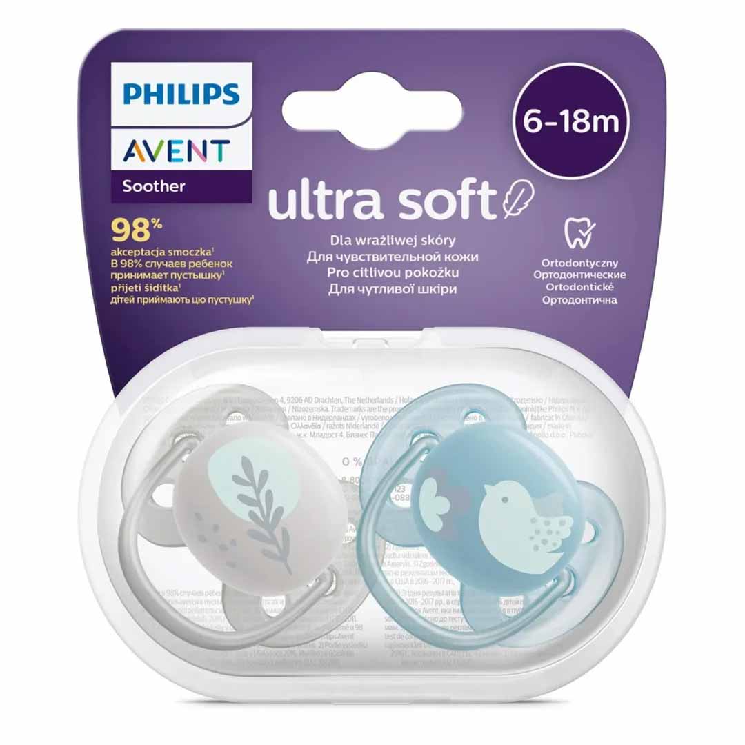 Пустышка Philips Avent Ultra soft ветка птичка 0-6 мес 2 шт