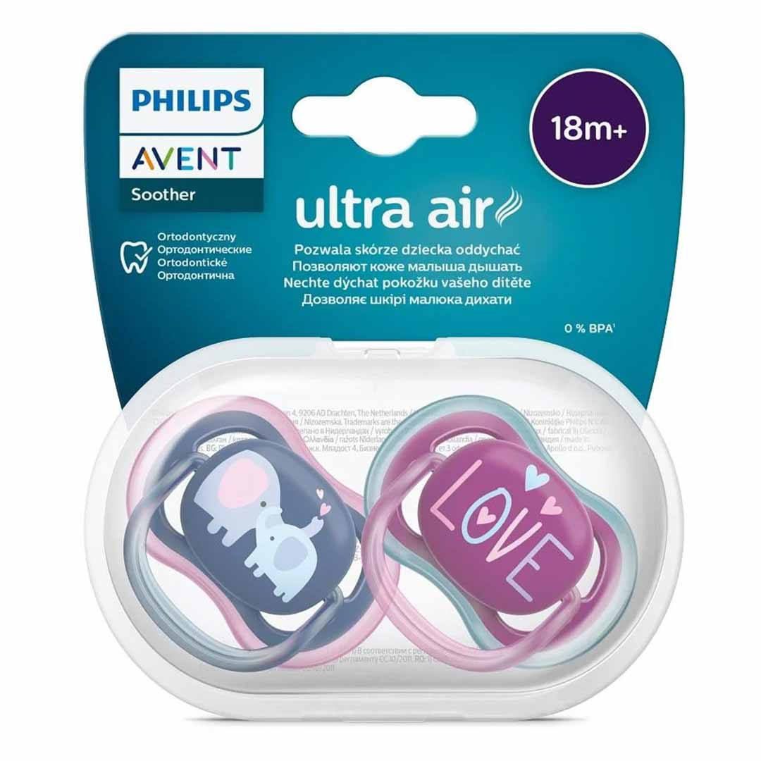 Пустышка Philips Avent Ultra air слон love 18+ мес 2 шт