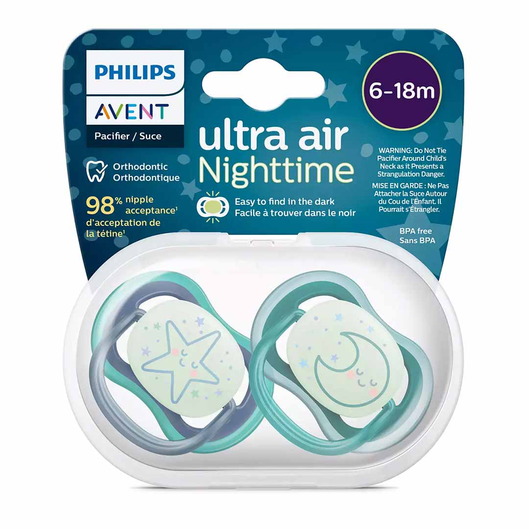 Пустышка Philips Avent Ultra air nighttime луна звезда 6-18 мес 2 шт