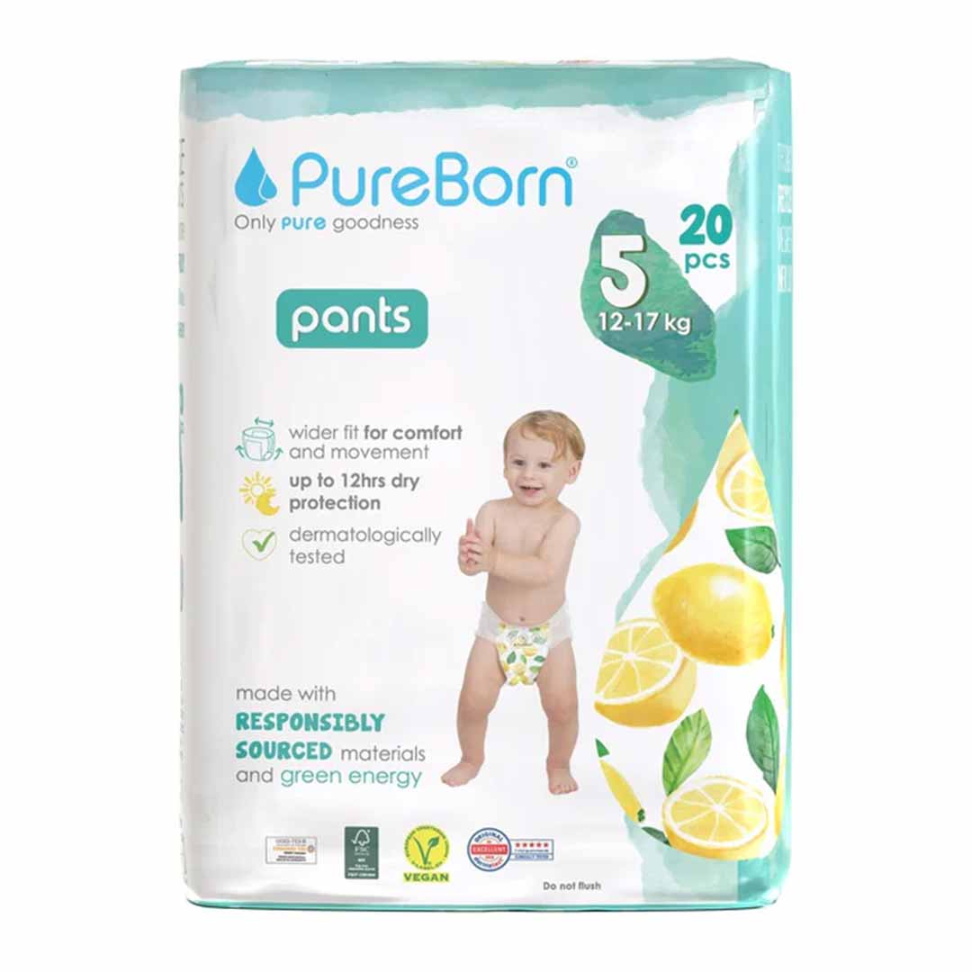 Подгузники-трусики PUREBORN lemon 5 12-17 кг 20 шт