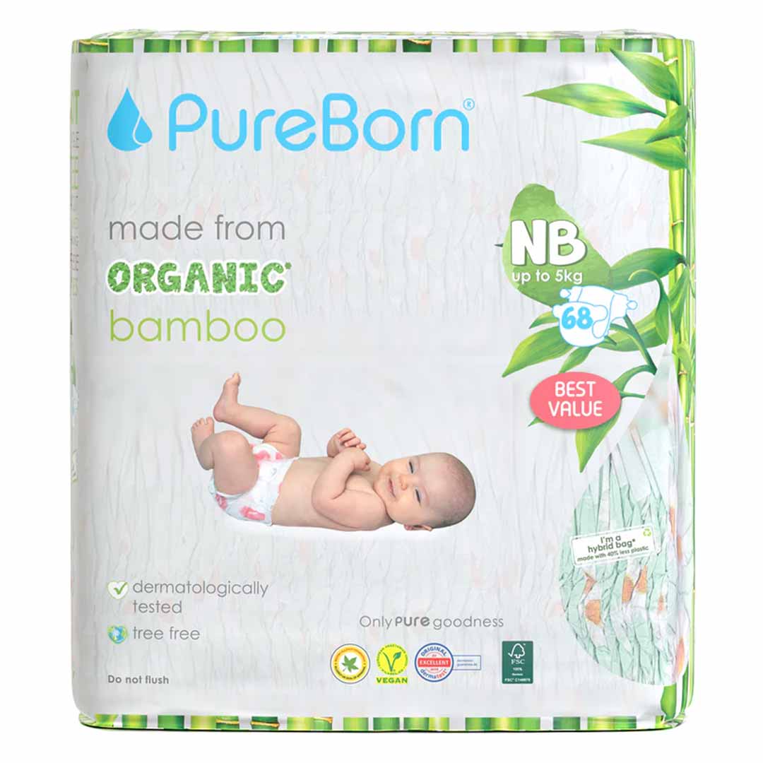 Подгузники PUREBORN NB до 5 кг 68 шт