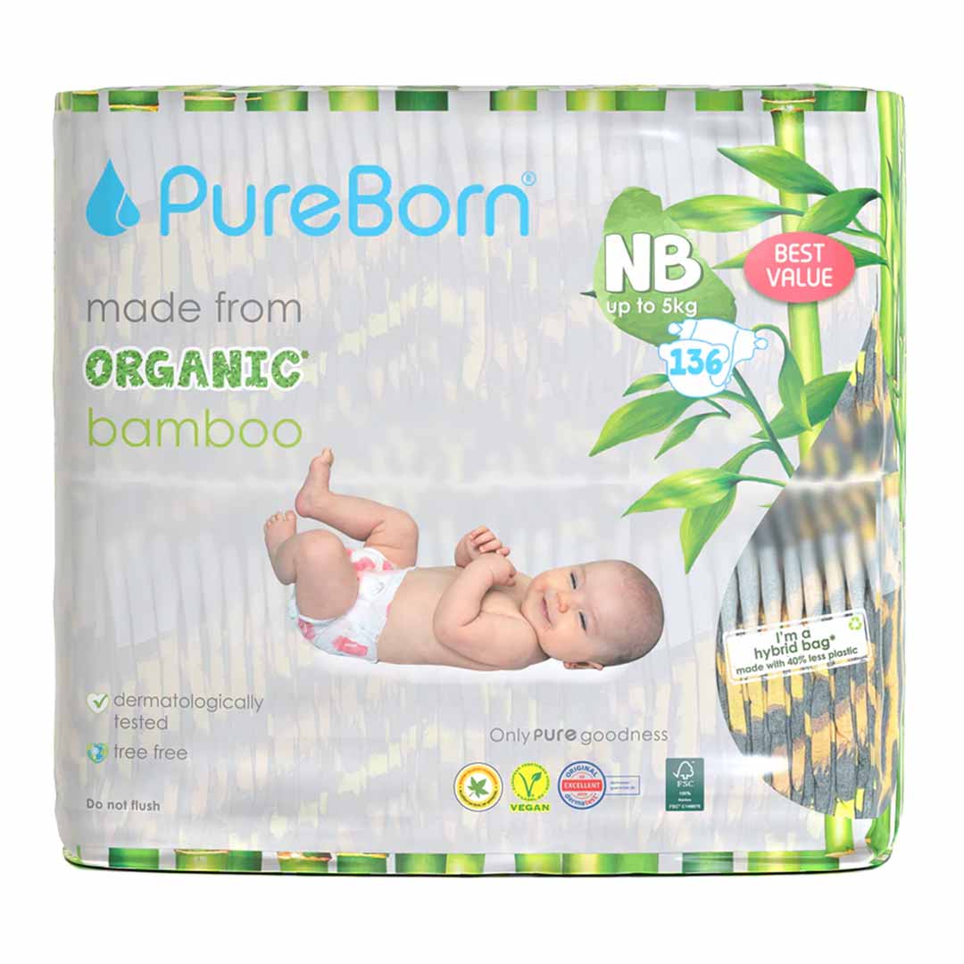 Подгузники PUREBORN NB до 5 кг 136 шт