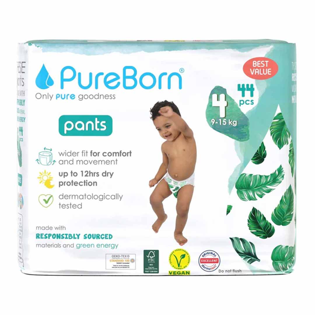 Подгузники-трусики PUREBORN leaves 4 9-15 кг 44 шт