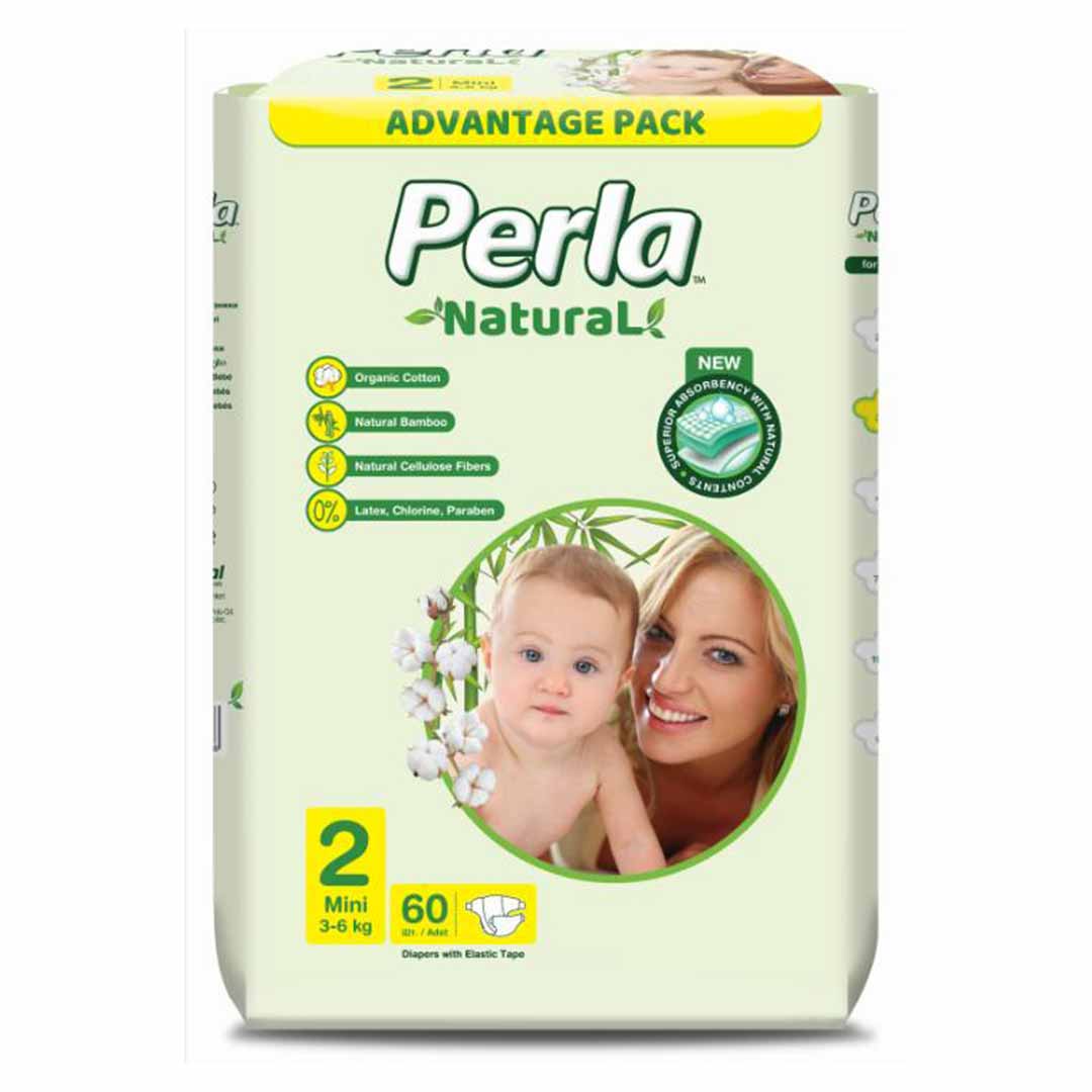 Подгузники PERLA NATURAL 2 MINI 3-6 кг 60 шт