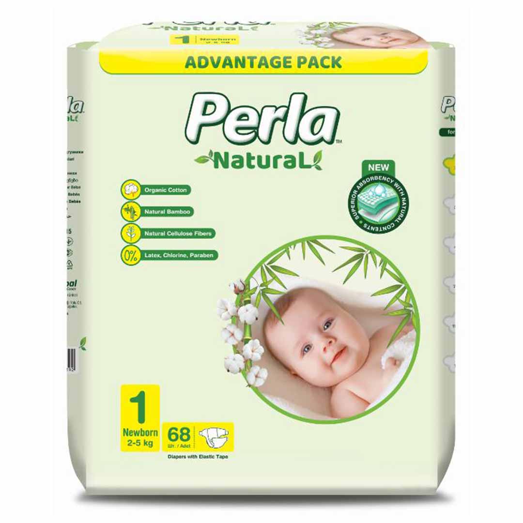 Подгузники PERLA NATURAL 1 NEWBORN 2-5 кг 68 шт