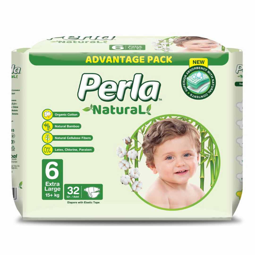 Подгузники PERLA NATURAL 6 EXTRA LARGE 15+ кг 32 шт