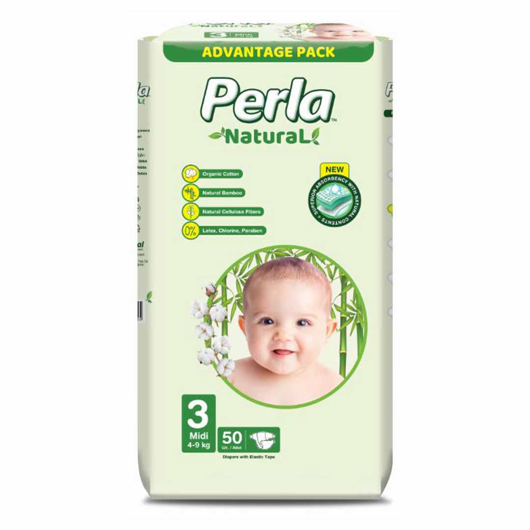 Подгузники PERLA NATURAL 3 MIDI 4-9 кг 50 шт