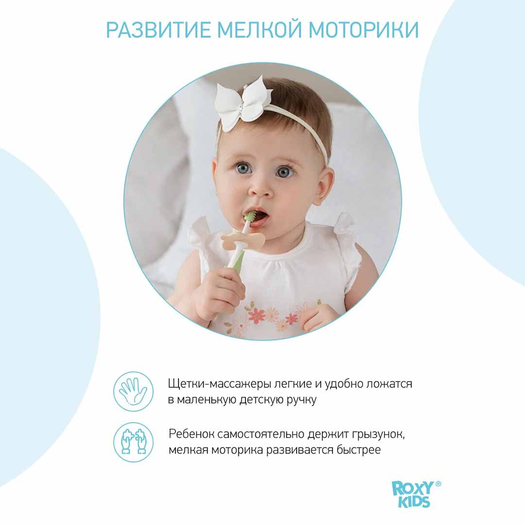 Набор ROXY-KIDS Зубная щетка+массажер Ментоловый