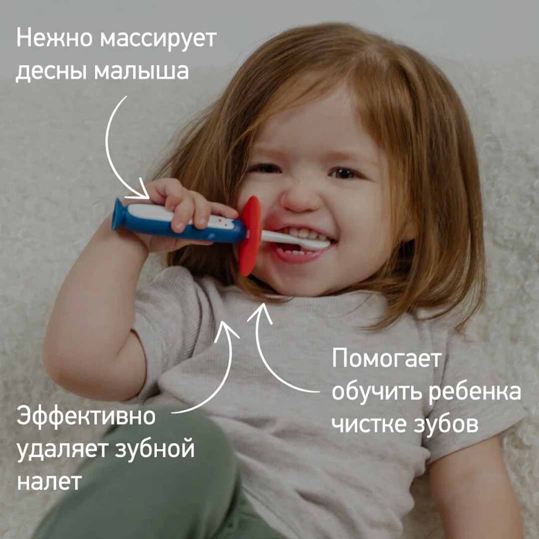 Зубная щетка ROXY-KIDS Пингвин с 18+ мес 2 шт Красный + Ментоловый