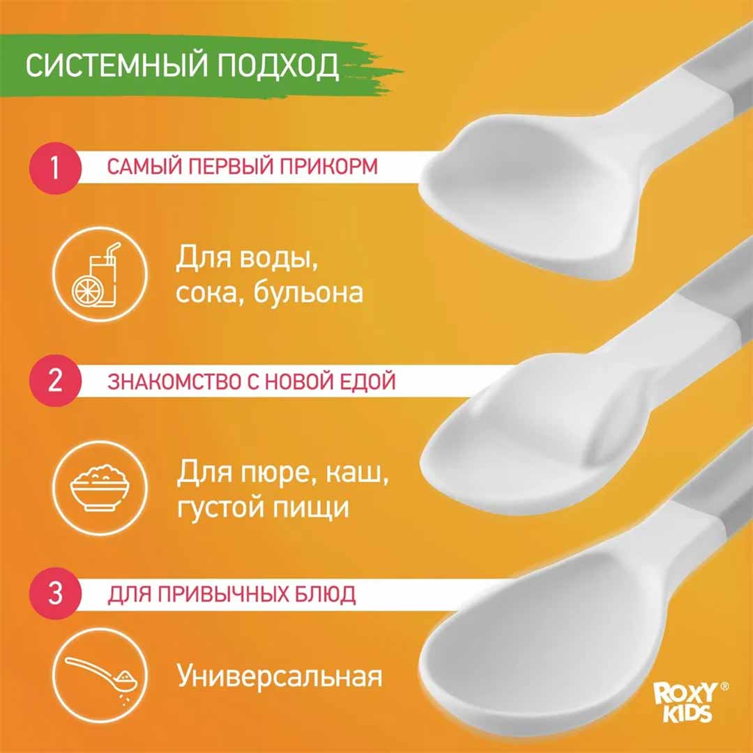 Набор ложек ROXY-KIDS BUNNY COOK Серый 3 шт