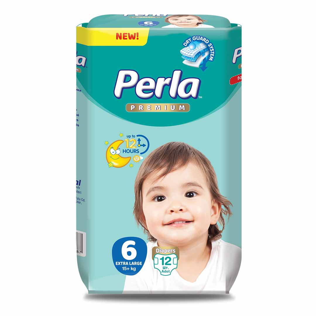 Подгузники PERLA PREMIUM ECO 6 EXTRA LARGE 15+ кг 12 шт