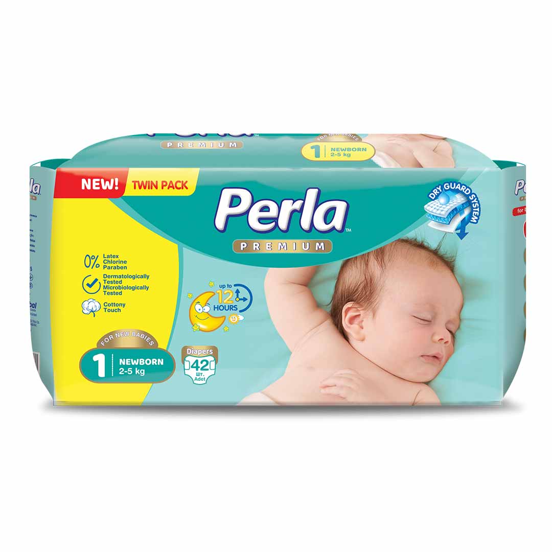 Подгузники PERLA PREMIUM TWIN PACK 1 NEWBORN 2-5 кг 42 шт