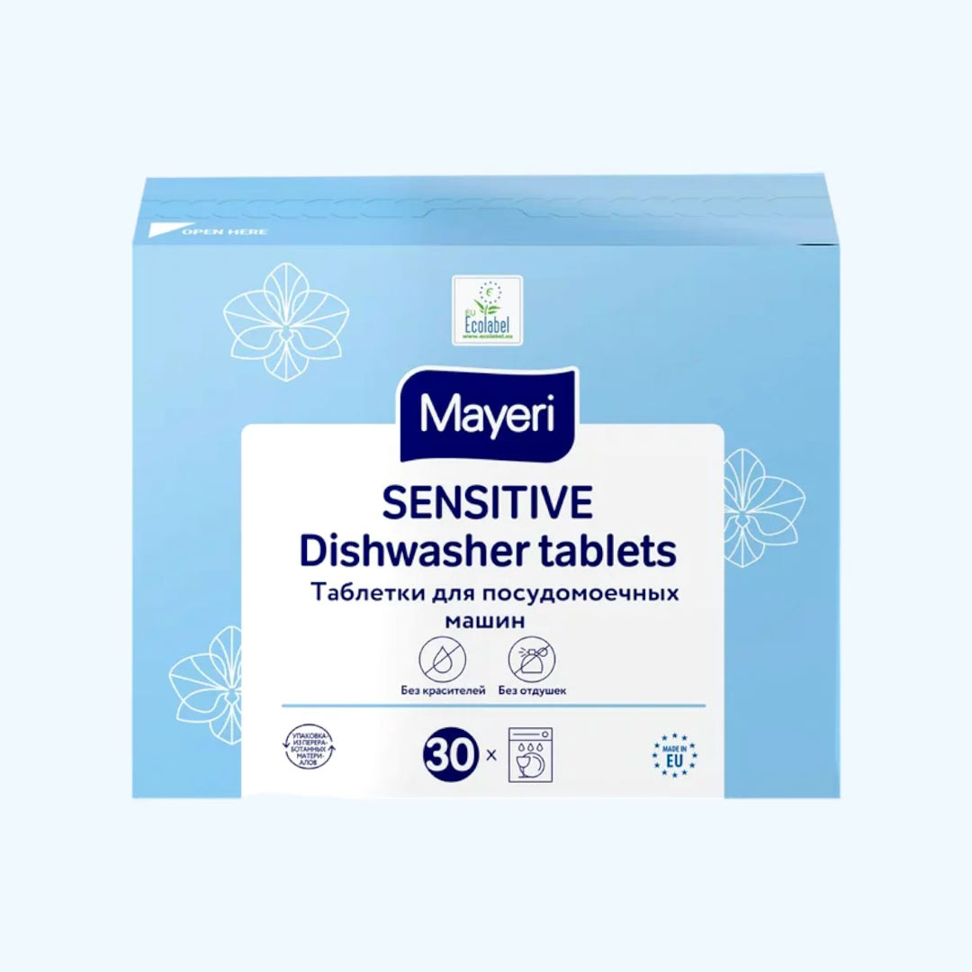 Таблетки Mayeri Sensitive для посудомоечных машин 30 шт