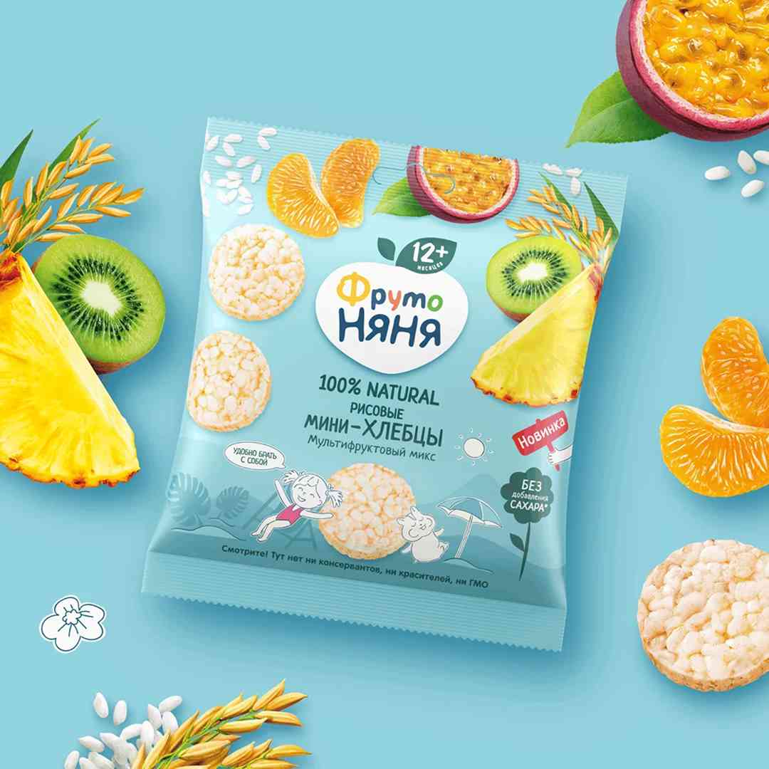ФрутоНяня Мини хлебцы рисовые  с яблоком и мультифруктовый сок 30 г 12+ мес